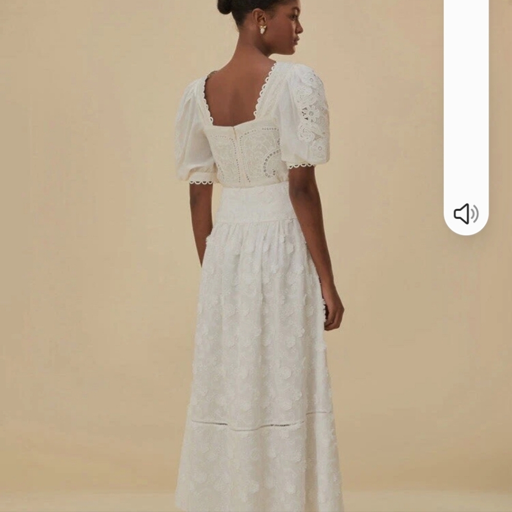 Farm Rio Off-White 3d Flower Midi Skirt - Picture 3 of 6